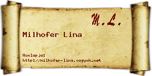 Milhofer Lina névjegykártya